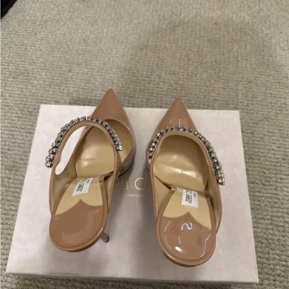 Jimmy Choo Bing Nude Patent Heels with Crystal Strap Sz 42 (run small) - Picture 2 of 6